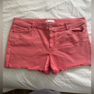 LOFT Women's Coral Frayed Jean Shorts